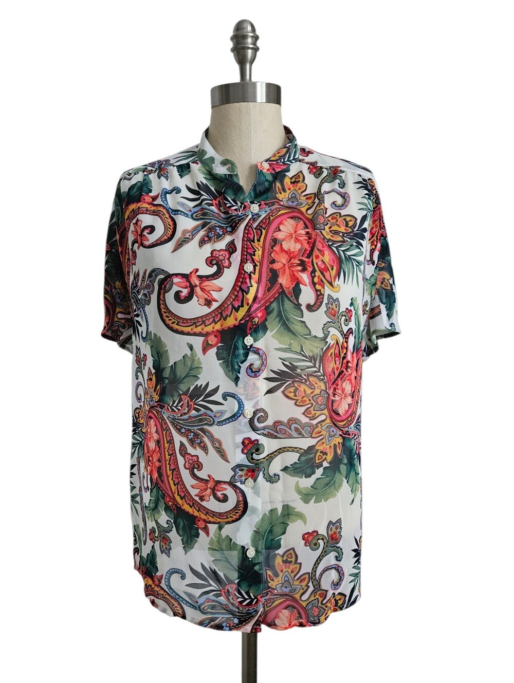TOMMY BAHAMA Prince of Paisley Semi Sheer Short Sleeve Blouse | SZ XS